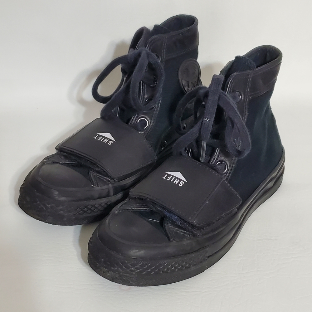 Converse Chuck Taylor Motorcycle Black Athletic Shoes Covered Laces Men's Size 3 - Picture 1 of 8